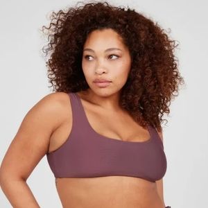 VOLCOM SIMPLY SEAMLESS SCOOP PLUS SIZE BIKINI SWIMSUIT TOP - EGGPLANT